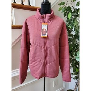 Three Dots Women's Pink Polyester Long Sleeve Full Zip Front Casual Jacket 2XL